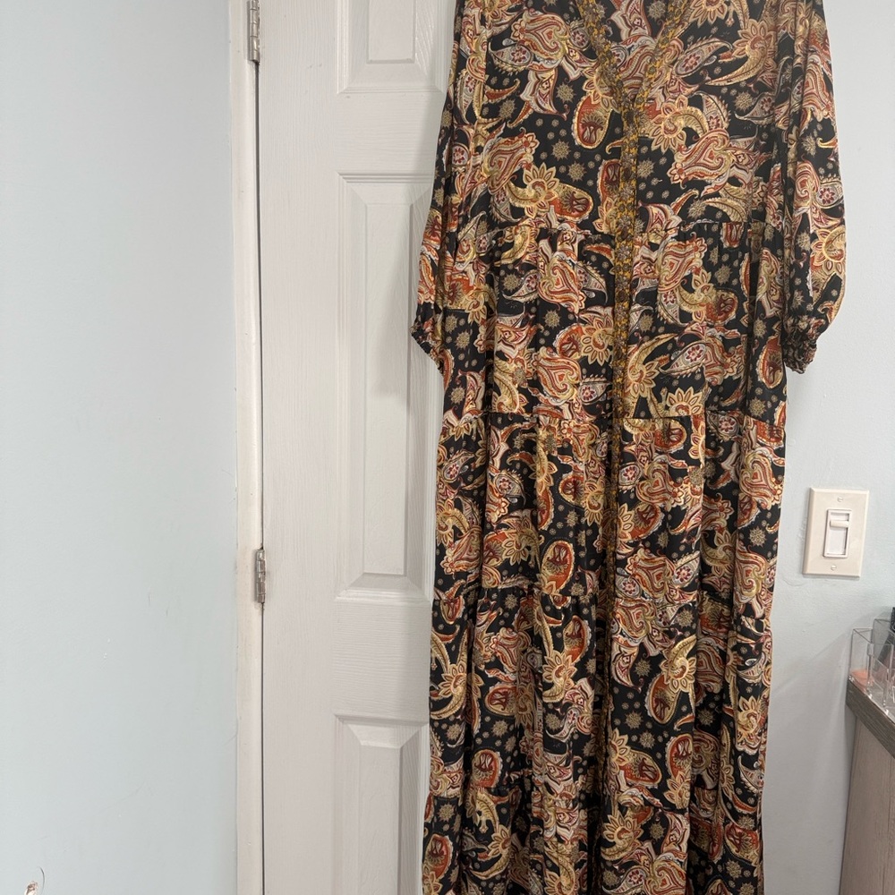 Paisley Maxi Dress in Black and Gold